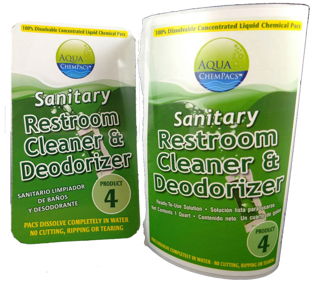 Sanitary Restroom Cleaner Concentrate 6 pack Clamshell - Aqua Chempacs